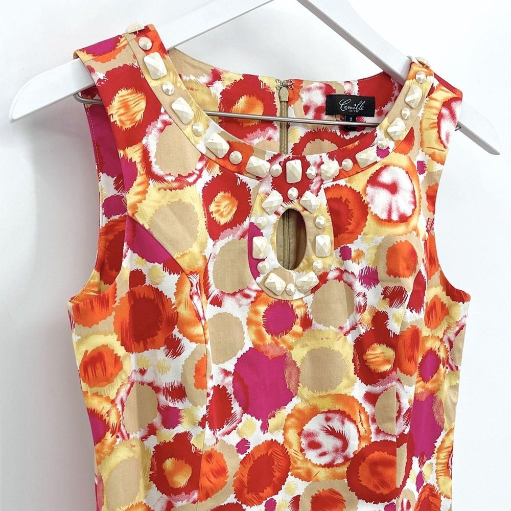 SOLD Camille La Vie Multicolor Floral Sheath Dress - Picture 2 of 5